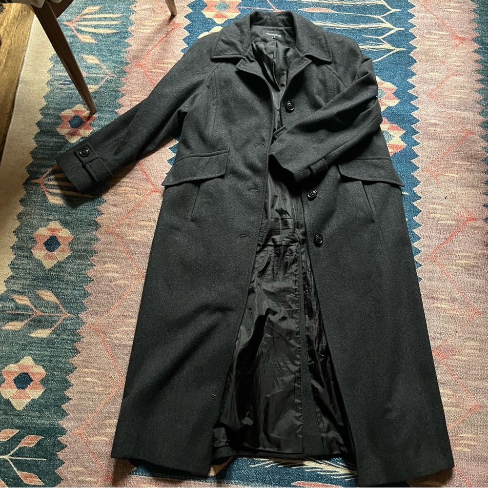 Dark Gray Wool Warm Long Peacoat London Fog